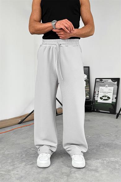 Gri Dokulu Basic Baggy Pantolon