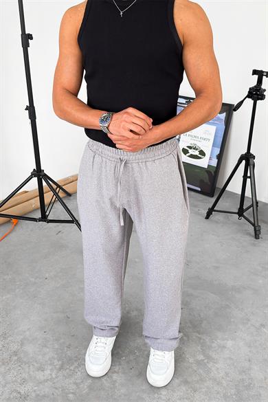 Gri Dokulu Soft Jogger Pantolon