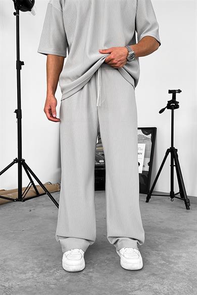 Gri Fitilli Baggy Pantolon