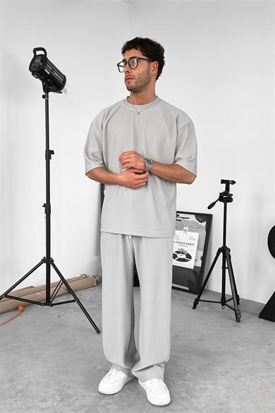Gri Fitilli Baggy Pantolon