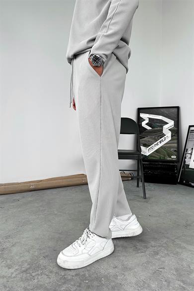 Gri Fitilli Jogger Pantolon