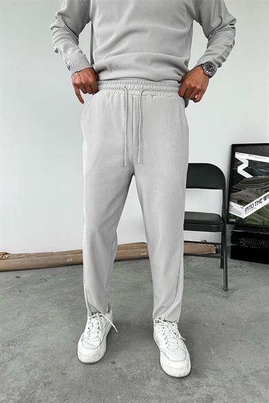 Gri Fitilli Jogger Pantolon