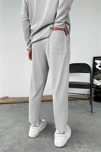 Gri Fitilli Jogger Pantolon