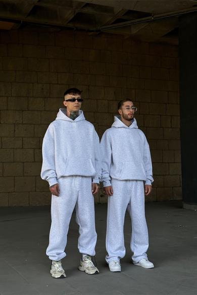 Gri HAFKA PREMİUM 3 İplik Şardonlu Oversize Sweatshirt