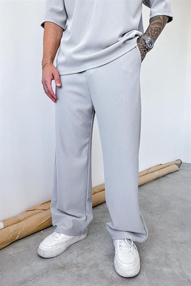 Gri İnce Fitilli Baggy Pantolon