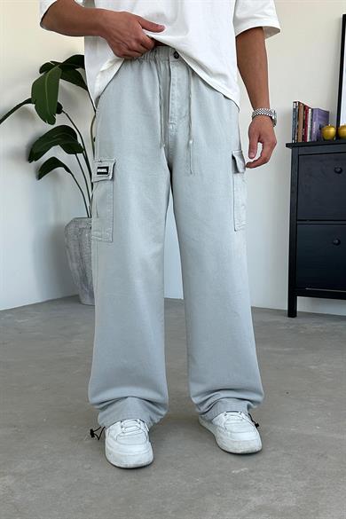 Gri Kargo Cepli DL Ayarlanabilir Baggy Pantolon