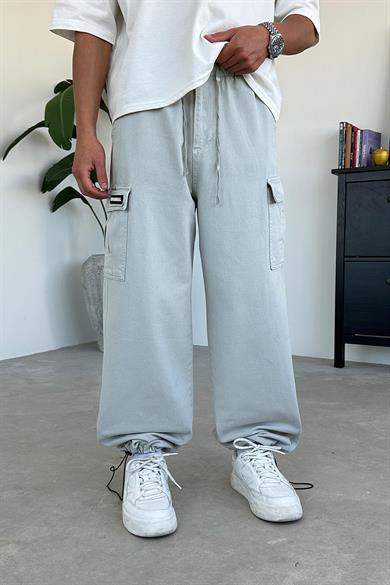 Gri Kargo Cepli DL Ayarlanabilir Baggy Pantolon
