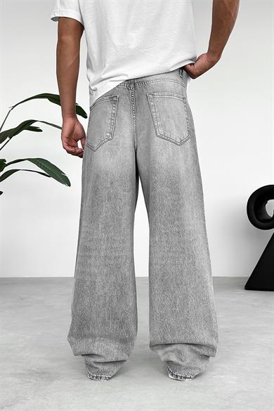 Gri Kemerli Basic Ekstra Bol Baggy Pantolon