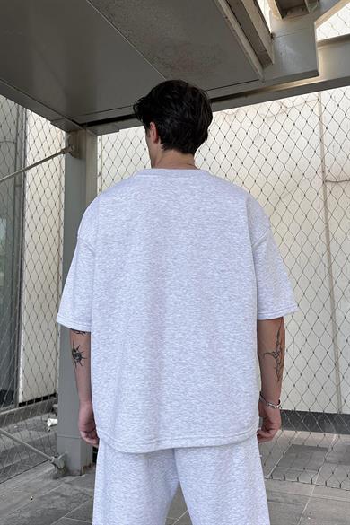 Gri Melanj 350GSM OUTPLENTY PREMİUM Basic Oversize Tişört