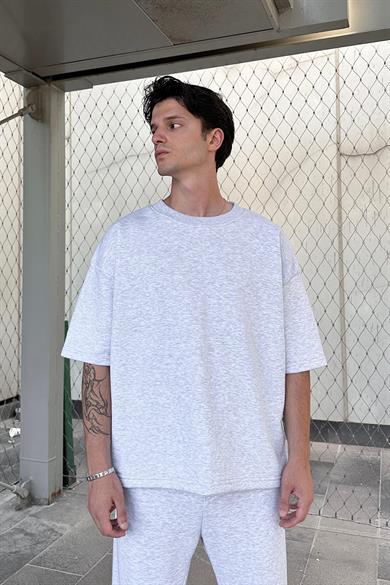 Gri Melanj 350GSM OUTPLENTY PREMİUM Basic Oversize Tişört
