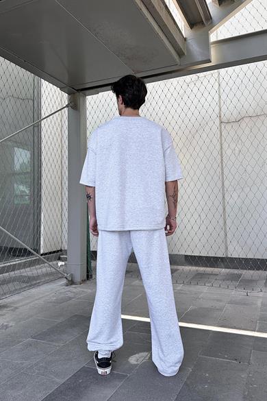 Gri Melanj 350GSM OUTPLENTY PREMİUM Basic Oversize Tişört