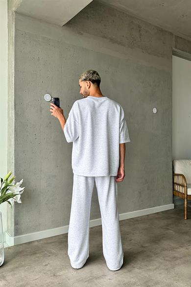 Gri Melanj 350GSM OUTPLENTY PREMİUM Basic Oversize Tişört