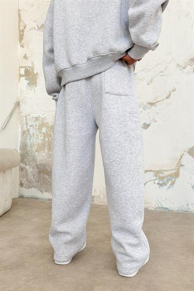 Gri Melanj Cozy Basic Pileli Baggy Eşofman