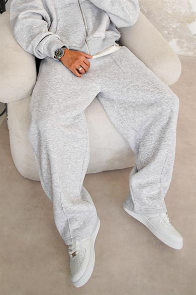 Gri Melanj Cozy Basic Pileli Baggy Eşofman