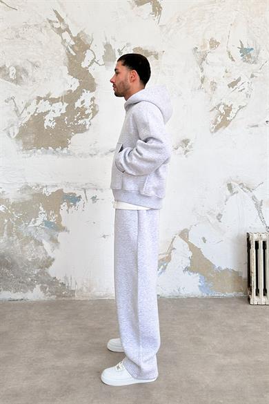 Gri Melanj Cozy Basic Tam Fermuar Oversize Sweatshirt