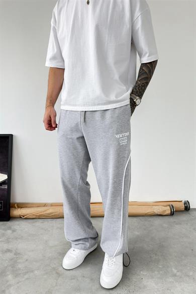 Gri Melanj Newyork Paça Ayarlanabilir Detay Baggy Eşofman