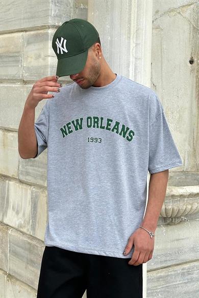 Gri New Orleans 01 PM Oversize Tişört