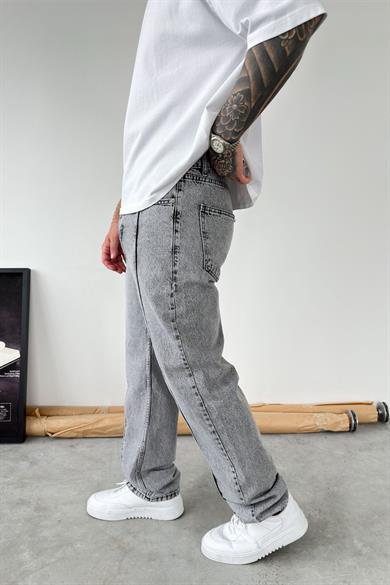 Gri Ön Tasarım Çımalı Baggy Pantolon