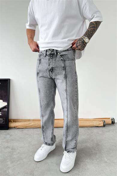 Gri Ön Tasarım Çımalı Baggy Pantolon