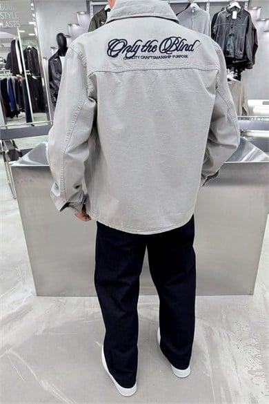 Gri Only Nakışlı Gabardin Oversize Ceket