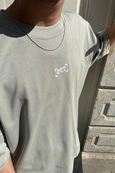 Gri Out Nakış Detay OUTPLENTY PREMİUM Oversize Tişört