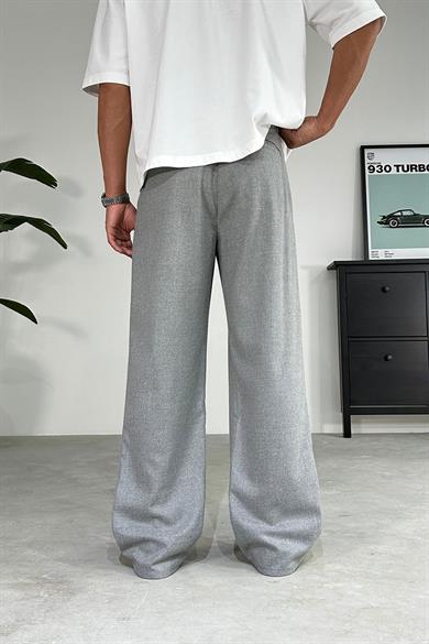 Gri Pile Detay 01 Baggy Kumaş Pantolon