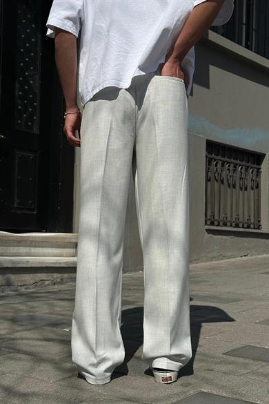 Gri Pile Detaylı Kumaş 65 GO Baggy Pantolon