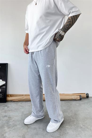 Gri PM Nakışlı Baggy Eşofman