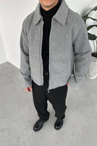 Gri Premium Kaşe Kumaş Relaxed Ceket