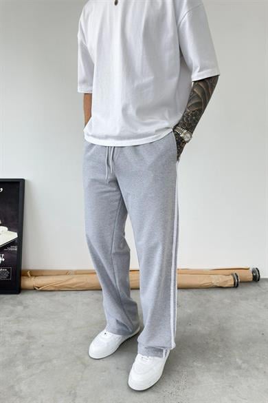 Gri Şerit Detaylı Baggy Eşofman