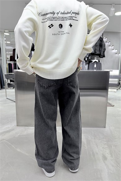 Gri Soft Degrade Premium Süper Baggy Pantolon