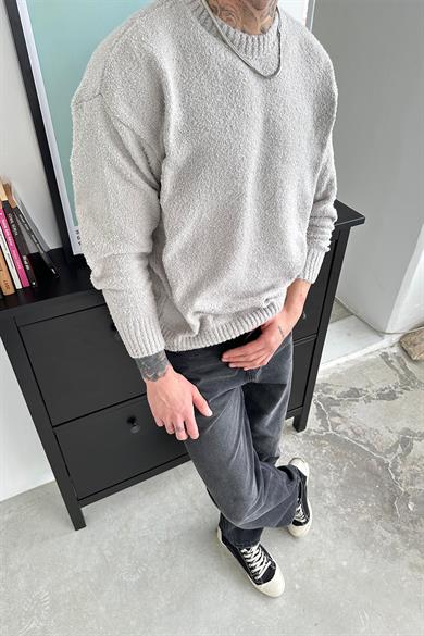 Gri Soft Relaxed Triko Kazak