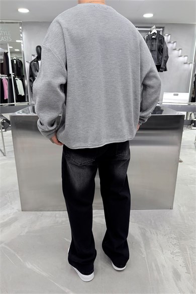 Gri Studios Baskılı Boxy Fit Triko Kazak