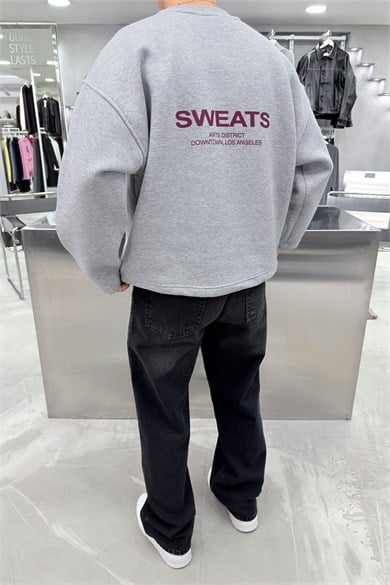 Gri Sweats Baskılı Boxy Fit Sweatshirt
