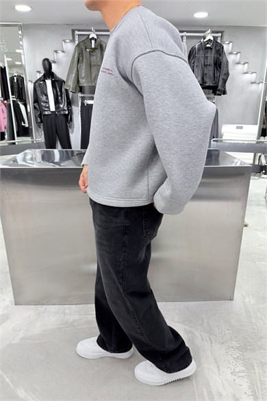 Gri Sweats Baskılı Boxy Fit Sweatshirt