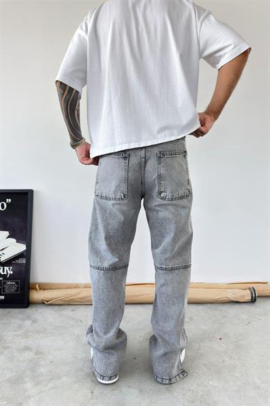 Gri Tasarım Paça Fermuar Detay Baggy Pantolon