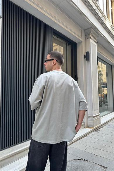 Gri Vacation 1967 Nakış Detay OUTPLENTY PREMİUM Oversize Tişört
