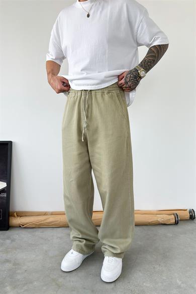 Haki Basic Gabardin Baggy Pantolon
