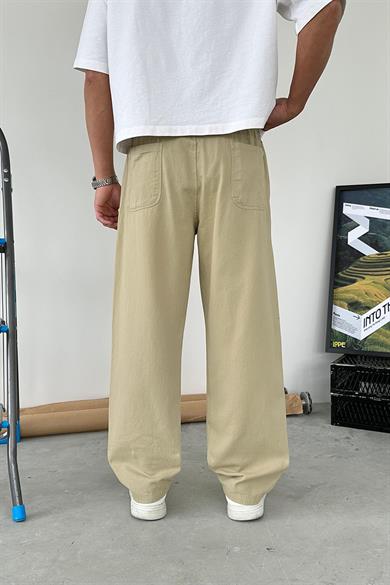 Haki Basic Gabardin Beli Lastikli Pantolon