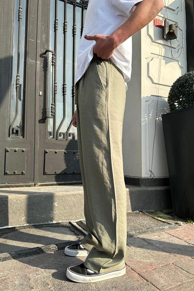 Haki Beli Lastikli Pile Detay 11 GO Baggy Pantolon