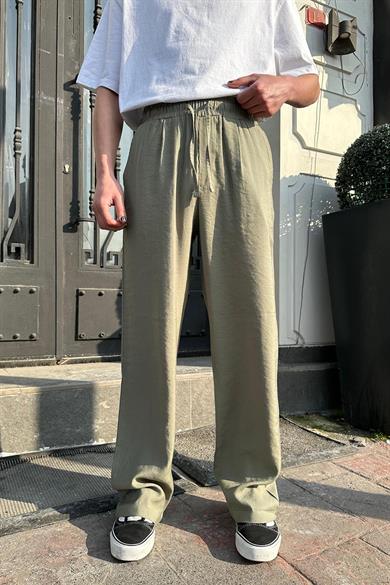 Haki Beli Lastikli Pile Detay 11 GO Baggy Pantolon