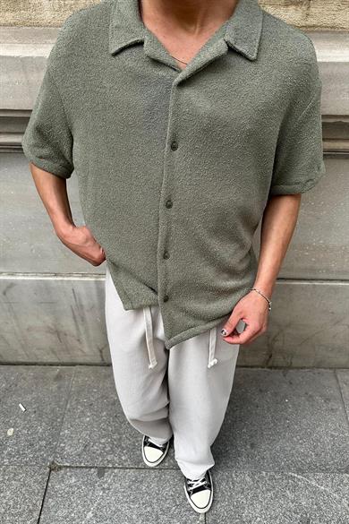 Haki Dokulu 04 EE Oversize Gömlek
