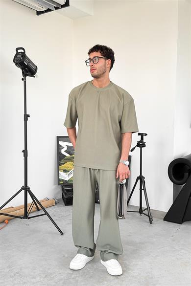 Haki Fitilli Oversize Tişört