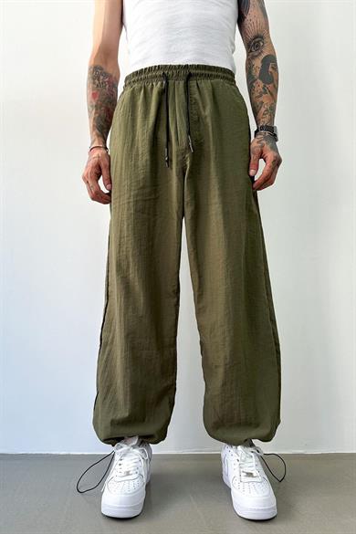 Haki GRJ Paça Ayarlanabilir Paraşüt Baggy Pantolon