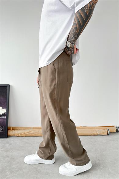 Haki Modal Kumaş Baggy Pantolon