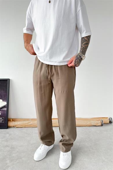 Haki Modal Kumaş Baggy Pantolon