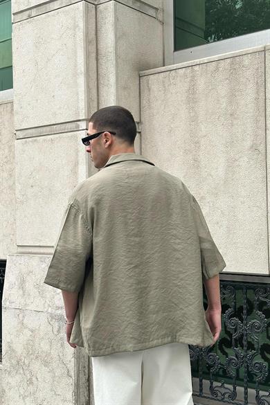 Haki Ön Cep Detay V2 PH Boxy Fit Oversize Gömlek