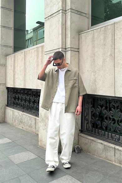 Haki Ön Cep Detay V2 PH Boxy Fit Oversize Gömlek