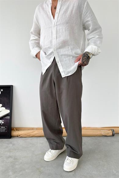 Haki Premium Baggy Keten Pantolon