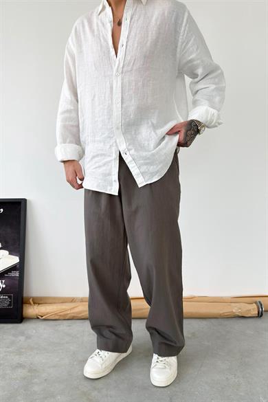 Haki Premium Baggy Keten Pantolon